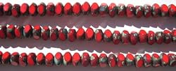 7mm X 4mm Vibrant Red Gemstone Beads, 7 Inch Strand