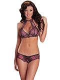 Sexy Purple Bustier Lace Bra Top Matching Gstring Womens Lingerie
