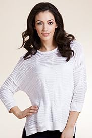 Per Una Pure Cotton 3/4 Sleeve Wave Knitted Top