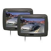 Pyle PL102PHRB Pair of Adjustable Headrests with Built-In 10.2-Inch TFT Monitor and IR Transmitter (Black Color)