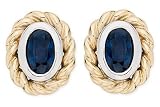 1 1/4 Carat Sapphire 14K Two Tone Gold Earrings
