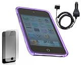 Starter Kit ipod touch: iTALKonline (Transparent/Solid) PURPLE TWIN PACK WAVE Super Hydro Gel Protective Armour/Case/Skin/Cover/Shell & LCD Screen/Scratch Protector with MicroFibre Cleaning Cloth & 12/24v In Car Charger For Apple iPod Touch 4 4G (4th Generation) 8GB, 32GB, 64GB