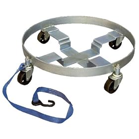 Click here to buy Vestil DRUM-QUAD-H Multi-Purpose Drum Dolly, Bright Zinc Finish, 900 lbs Capacity by Vestil.