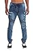 Victorious Distressed Biker Denim Jogger Pants JG870 - INDIGO - Small - E19G