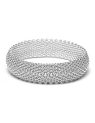 Bling Jewelry Sterling Silver Mesh Bangle Bracelet 6.5 Inch