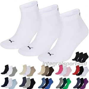 Puma Sports Socks - Unisex Quarter Quarters 3P - Three Pair Packs Of Plain/Mix UK Sizes 2.5 up to 14 (White, UK SIZE 6-8)