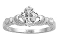 STERLING SILVER RING WITH CZ - Claddagh