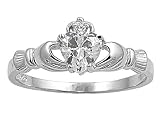 STERLING SILVER RING WITH CZ - Claddagh