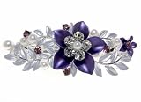 Purple Flower Catcher Crystal Hair Barrette