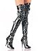 Black Ribbon Lace Up Buckle Thigh High Boot - 8