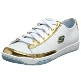Skechers Women's Layup-Gusty Sneaker,White/Gold/Blue,8 M US