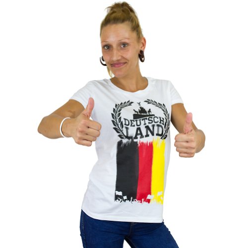 Deutschland Fanshirt 2014 Fanartikel WM Fanshirt T-Shirt Damen Shirt Fußball Kranz 60215 (XS)
