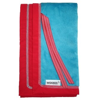 WooBee All Weather Baby Blanket - Brilliant Turquoise/red