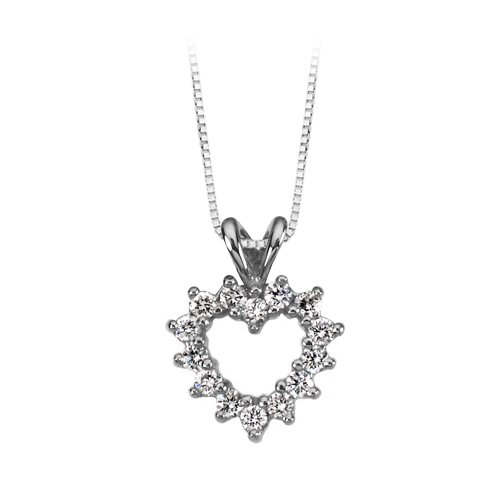 Click here for Platinum 1/5 ct. Diamond Heart Pendant with Chain prices