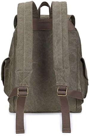 EasyBest Fashion Leisure Men's Bags Casual Canvas Leather Backpack Shoulder Laptop Bag School Bookbag Backpack Rucksack Hiking Daypack (T-Amy Green)