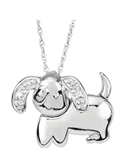 Sterling Silver and Diamond Danny the Dog Pendant Necklace, 16"