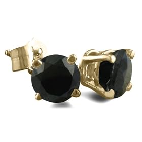 1/2ct Black Diamond Stud Earrings 14k Yellow Gold