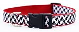 Large Black/White Houndstooth Dog Collar: 1 wide, Adjusts 18-28.