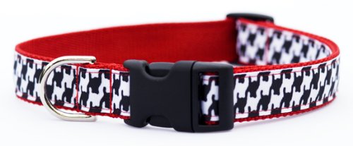 Large Black/White Houndstooth Dog Collar: 1