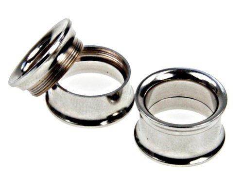 INTERNALLY THREADED FLESH TUNNEL SILVER PLUG 4g - Sold Individually