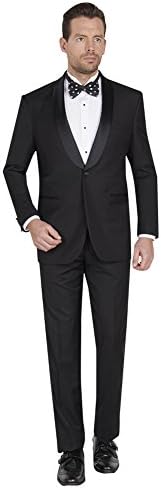Mens Extra Slim Fit Tuxedo with Satin Shawl Collar 40L Black/Black Satan