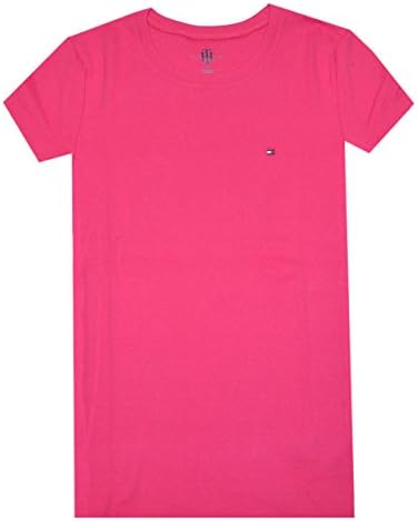 Tommy Hilfiger Women Slim Fit Crewneck Logo T-Shirt (XXL, Cerise Pink)