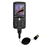 Einziehbares USB Kabel f�r Sony Ericsson k758c mit Hot Sync und aufladen Einsatzm�glichkeiten  von Gomadic mit TipExchange Technology