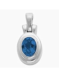 14K White Gold Oval Cut Sapphire Pendant -- LIFETIME WARRANTY