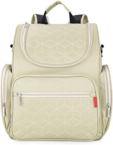 TOTRIP Multifunction Baby Diaper Bag Backpack Large Capacity Mummy Nappy Bag with Changing Pad Fit Stroller, Beige
