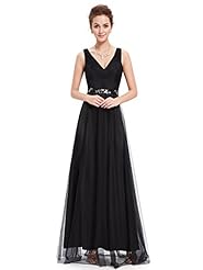 A-line V-neck Natural   Waistline Floor Length Sleeveless Lace Sequined Tulle Prom Dress 