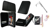 rooCASE 3n1 Executive Portfolio (Black) Leather Case Cover / Capacitive Stylus / 2Pack Anti-Glare Screen Protector for Amazon Kindle Fire 7-Inch Android Tablet