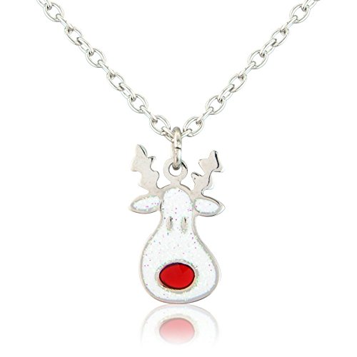 Red Nose Reindeer Christmas Necklace - With Gift Bag - Matching Rudolph Earrings Available.
