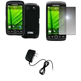 EMPIRE Black Rubberized Hard Case Cover + Mirror Screen Protector + Home Wa ....