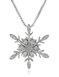Sterling Silver Diamond Snowflake Pendant Necklace (1/8 cttw, H-I color, I1-I2 Clarity), 18"