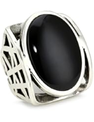 Low Luv by Erin Wasson Cage Ring with Black Oval Cabachon