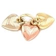 Puffed Hearts Charm 14k Tri Color Gold 8mm