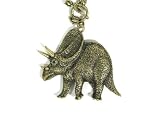 Triceratops Dinosaur Necklace Gold Tone Vintage Dino Indie Charm Pendant Fashion Jewelry
