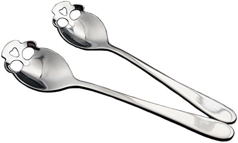 2 Pack Sliver Stainless Steel Sugar Skull Tea Spoon - Silver