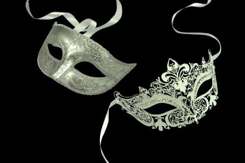 KAYSO INC Original Lover's White Collection - Couple's Masquerade Mask Set