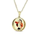 Silver Gold Plated Medium Round Michael Jackson Picture Pendant with 'Never Can Say Goodbye' Engraved Back on 20" Belcher Chain