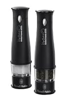 Marco Pierre White by Russell Hobbs 14558 Salt and pepper Grinders with Soft touch black & Chrome with Ceramic grinding system