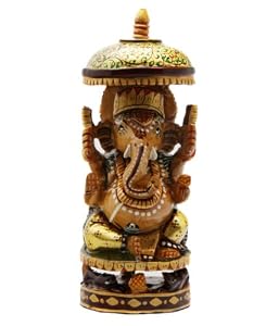 Hand Painted Wooden Ganesh Statue