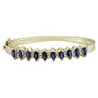 14K Yellow Gold Sapphire and Diamond Bangle Bracelet
