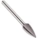 PFERD Tree Carbide Bur, Uncoated (Bright) Finish, Fine Single Cut, Point End