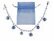 Bracelet - B267 - Lampwork Bead Charm Bracelets - Adjustable to Fit ~ Swarovski (tm) Light Sapphire Blue + Matching Organza Bag