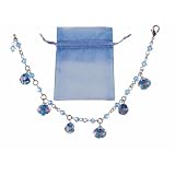 Bracelet-B267-LampworkBeadCharmBracelets-AdjustabletoFit~Swarovski(tm)LightSapphireBlue+MatchingOrganzaBag