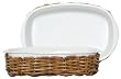 Small Woven Rattan Oval Basket With White Ceramic Casserole 9 1/2"L x 6"W x 3"H