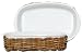 Small Woven Rattan Oval Basket With White Ceramic Casserole 9 1/2"L x 6"W x 3"H