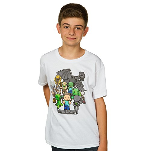 Minecraft Party Youth Short Sleeve White Tee Shirt