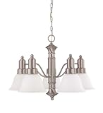 Nuvo Lighting 60/3292 Gotham 5-Light Chandelier with Frosted Glass Shade, Brushed Nickel
